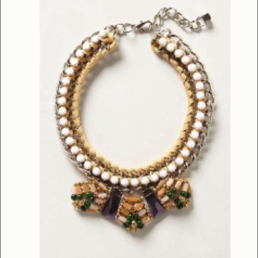 Pam Hiran Shimmy Bib ribbon necklace